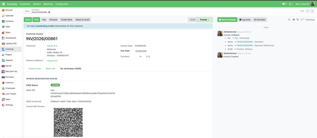 Odoo Integration With E- invoicing (MOR)