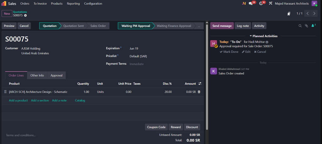 Custom Odoo Approval Workflow for Sales, Purchase & Timesheets