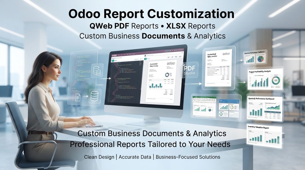 I will create and customize Odoo QWeb PDF and XLSX reports