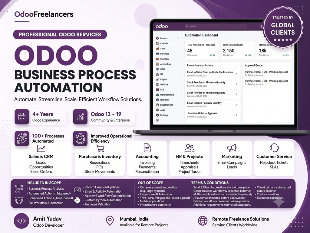 I will automate your Odoo business workflows