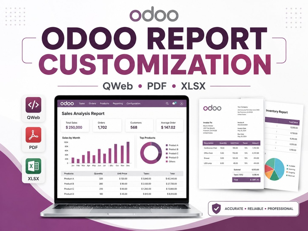 I will customize Odoo PDF, QWeb and XLSX reports