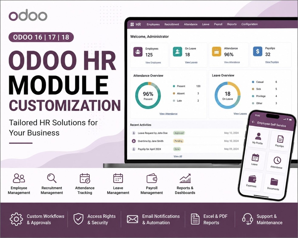 I Will Develop and Customize Odoo HR Module in Odoo 16, 17 & 18