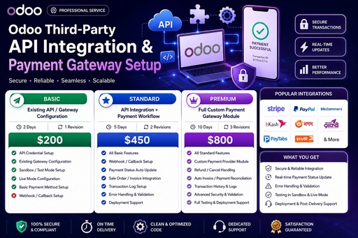 Odoo Third-Party API Integration & Payment Gateway Setup