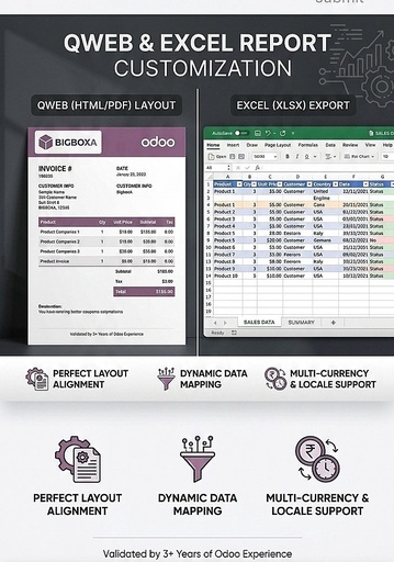 Odoo QWeb PDF and Excel (XLSX) reports